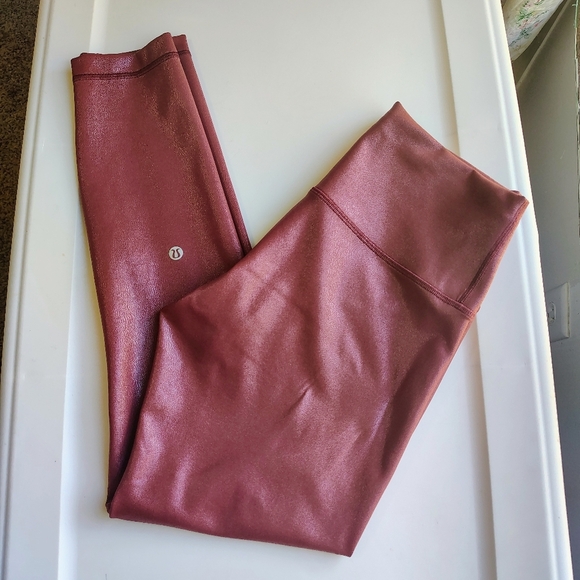 Lululemon wunder train high-rise Tight activewear metallic radiate red merlot - Picture 10 of 17